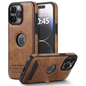 iPhone 14 pro max case  14 case 14 plus 14 pro kickstand brown leather